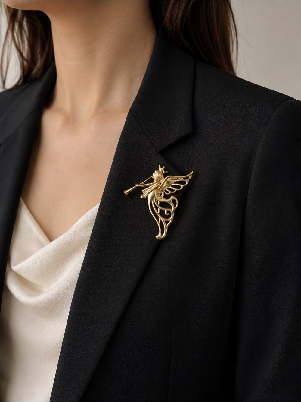 Vintage Givenchy gold plated Angel brooch